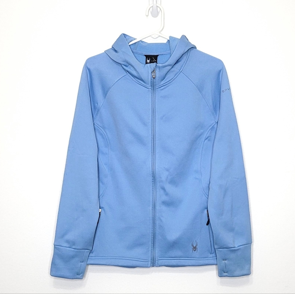 Spyder Hayer Full Zip Hooded Fleece Jacket Women's Blue Coat Size L